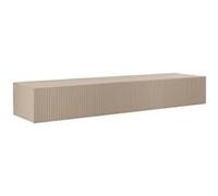 Meuble TV suspendu JANEIRO BEIGE 1 porte abattante relief laqué beige (160x28xH30cm) Marron
