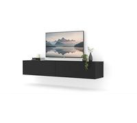 Meuble TV Suspendu, Meuble Téle pour Salon, Chambre, Console Multimédia TV, Armoire De Télévision, Noir Mat, Bingo 160x40x30 cm