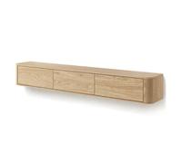Meuble TV suspendu Mona 200x34x29 cm 3 portes Effet chêne