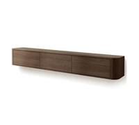 Meuble TV suspendu Mona 200x34x29 cm 3 portes Effet noyer