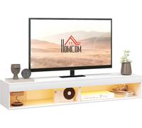 Meuble TV suspendu mural avec šŠclairage LED pour tšŠlšŠviseurs jusqu'š€ 75 pouces, šŠtagššres, 180L x 40l x 30H cm, blanc