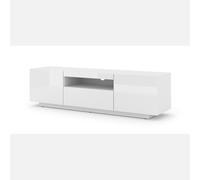 Bim Furniture Meuble TV bas universel Aura 150 cm Blanc brillant à suspendre ou poser sans LED