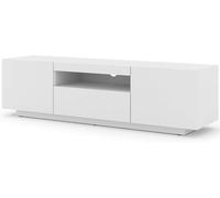 MEUBLE TV SUSPENDU OU AU SOL BLANC MAT (SANS LED) 150x37x42cm AURA