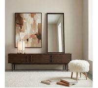 Meuble TV TECCA L 180 cm en Bois Massif Coloris Noyer avec 3 Portes, Pour téléviseur jusqu'à 80"", Meuble Télé avec Rangement