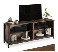 Meuble TV - TECTAKE - Étagère pour téléviseur NAVAN en bois et acier au style industriel, 147 x 41 x 60,5 cm - Bois foncé