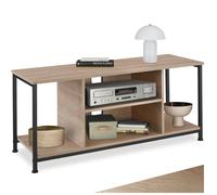 Meuble TV - TECTAKE - Meuble de salon AUSTIN en bois et acier, 4 compartiments et étagère réglable, 110 x 40 x 50,5 cm - Bois clair