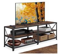 Meuble TV - TECTAKE - Meuble de salon CHICAGO en bois et acier style industriel avec 3 rangements 141 x 41,5 x 50,5 cm - Bois foncé