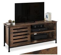 Meuble TV - TECTAKE - Meuble de salon GALWAY en bois et acier, 2 compartiments et porte magnétique 110 x 41,5 x 50,5 cm - Bois foncé
