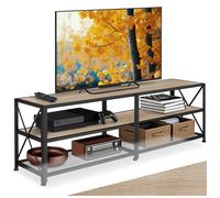 Meuble TV - TECTAKE - Meuble de salon INDIANAPOLIS bois et acier, style industriel, 3 rangements, 161 x 41,5 x 50,5 cm - Bois clair