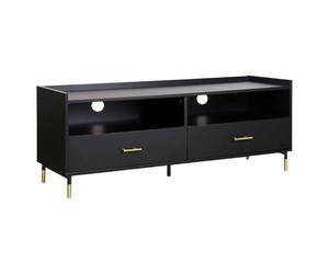 Meuble TV Tedy - 2 Portes - Bois et métal - Noir - Atmosphera créateur d'intérieur