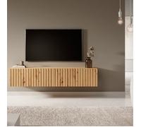 Meuble TV - TELIRE - Meuble TV 140 cm en chêne artisan avec façade fraisée