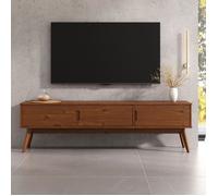 Meuble TV TIVOLI L 180 cm en Bois Massif Coloris Châtaignier avec 3 Portes Pour Télé Jusqu'à 80""