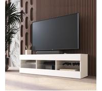 Meuble TV Tivoli RTV Komodee - sans LED - Blanc - Facades en Mat - 140 x 41 x 35 cm