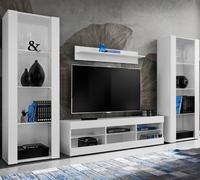 Meuble TV Tivoli Set Grande Komodee - sans LED - Blanc Mat et Blanc - Facades en Mat - 250 x 159 x 35 cm