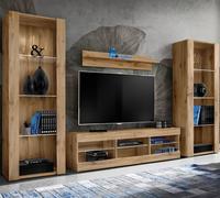 Meuble TV Tivoli Set Grande Komodee - sans LED - Bois naturel Mat et Bois naturel - 250 x 159 x 35 cm