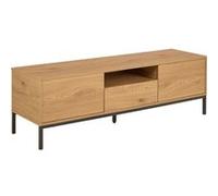 Meuble TV Toilinux 2 portes 1 tiroir pieds métal en MDF Beige 140x40x45cm Beige