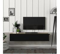 Meuble TV Toivakka 135 x 31 x 25 cm effet chêne et noir