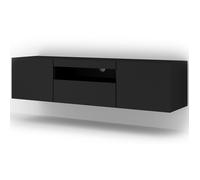 Meuble TV universel Aura 150 cm à poser ou suspendu, noir mat
