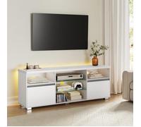 Meuble TV - VASAGLE - Moderne pour Téléviseurs jusqu'à 70 Pouces - Étagères en Verre - Blanc