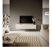 Meuble TV - VELDIO - 140 cm blanc avec façade fraisée