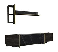 Meuble TV Veyron - Noir, Or 180 x 45 x 32,3