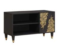 Meuble TV - VIDAXL - Console 80 x 33 x 46 cm - Bois de manguier massif - Boutons et pieds en laiton - Noir