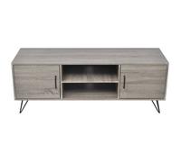 Meuble TV - vidaXL - Table TV - MDF - Gris - 2 étagères - Avec portes - 2 compartiments - Pieds 14,5 cm - 120x40x45 cm |869ukh51h
