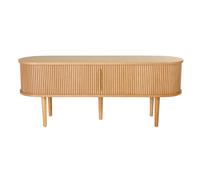 Meuble TV vintage bois clair chêne avec rangements 2 portes coulissantes L138 cm EPIC