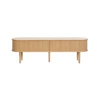 Meuble TV vintage bois clair chêne avec rangements 2 portes coulissantes L180 cm EPIC