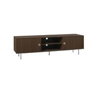 Meuble TV vintage décor bois et acier inoxydable 2 portes 180cm SHELBY