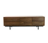 Meuble TV vintage en bois foncé avec rangements fermés L160 cm MANNY