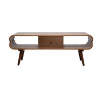 Meuble TV vintage en bois foncé avec rangements L132 cm TAKLA