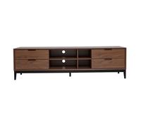 Meuble TV vintage finition bois foncé noyer et métal noir avec rangements L180 cm SARTO