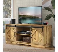 Meuble TV Vintage Marron - DRIPEX - Avec 2 Portes Coulissantes - 6 espaces de rangement - Étagères réglables