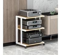 Meuble Tv, Vitrine, Support Audio, Support Pour Console De Jeux, Avec Roulettes, Étagère D'Angle Pour Meuble Tv Av, Avec Étagères De Rangement, Tour De Support Audio Stér,Wood Color-50x40x65cm