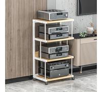 Meuble Tv, Vitrine, Support Audio, Support Pour Console De Jeux, Avec Roulettes, Étagère D'Angle Pour Meuble Tv Av, Avec Étagères De Rangement, Tour De Support Audio Stér,Wood Color-50x40x100cm