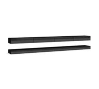 Meuble TV suspendu 6 tiroirs 280 cm noir brillant