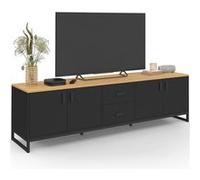 IDMarket - Meuble TV 180 cm Washington 4 Portes et 2 tiroirs Bois et Noir