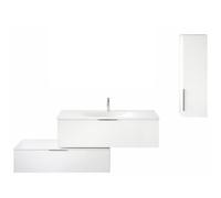 Meuble vasque 90 cm BURGBAD Olena en décaler blanc brillant + colonne