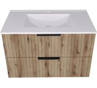 Meuble vasque avec lavabo 'Veppenssan' avec 2 tiroirs 81 x 47 x 52 cm imitation chêne