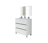Meuble Vasque avec miroir coloris blanc brillant - Hauteur 90 x Longueur 81.5 x Profondeur 46.5 cm --