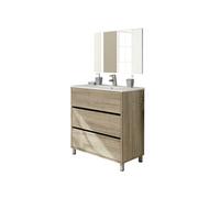 Meuble Vasque avec miroir coloris Cambrian - Hauteur 90 x Longueur 81.5 x Profondeur 46.5 cm --