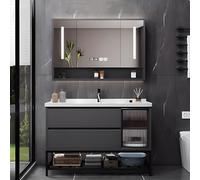 Meuble-Vasque De Salle De Bain Intelligent Autoportant De 36 Pouces avec Lavabo, Armoire Miroir à LED Anti-buée Et Rangement, Mobilier De Salle De Bain Moderne sur Pied pour Maison Et Hôtel