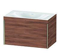 Meuble vasque Duravit XViu XV4610NB179C 80x48cm, 1 tiroir, sans trou de robinetterie, champagne mat, structure en C, noyer naturel