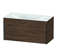 Meuble vasque Duravit XViu XV4611NB221C 100 x 48 cm, 1 tiroir, sans trou de robinetterie, noir mat, structure en C, noyer foncé