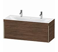 Meuble vasque Duravit XViu XV4613OB121C 120 x 48 cm, 1 tiroir, 1 trou de robinetterie, champagne mat, structure en C, noyer foncé