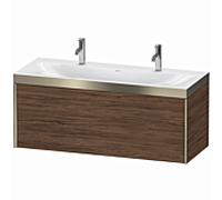 Meuble vasque Duravit XViu XV4613OB121P 120 x 48 cm, 1 tiroir, 1 trou de robinetterie, champagne mat, cadre P, noyer foncé