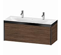 Meuble vasque Duravit XViu XV4613OB221P 120 x 48 cm, 1 tiroir, 1 trou de robinetterie, noir mat, cadre P, noyer foncé