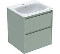 Geberit Meuble lavabo Renova Plan 504038IK8 2 tiroirs 55×62,1×48 cm blanc/KeraTect vert salé