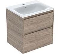 Geberit Ensemble lavabo Renova Plan 504.039.JR.8 – 60x62,1x48 cm, 2 tiroirs, blanc KeraTect/noyer
